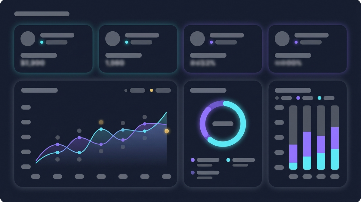 Workforce dashboard showing headcount trend, donut and summary tiles